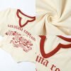 Fashion Rose Letter Print Irregular Crop Top T-shirt - Modakawa Modakawa