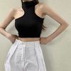 Irregular Pure Color Crop Top - Modakawa Modakawa